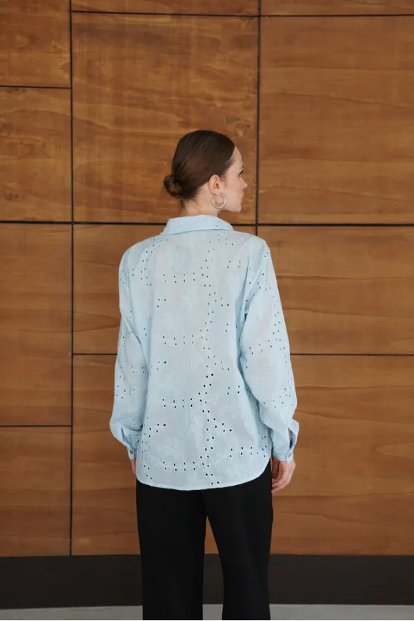 Corded Wholesale Shirts - Blue | F2079 - Topshow