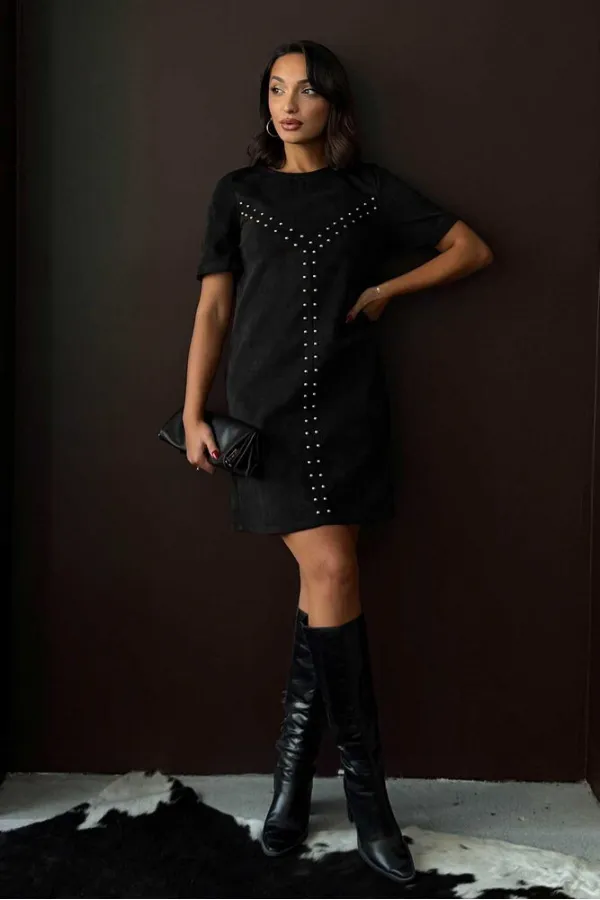 Robe Topshow Drop en daim noir (vente en gros) | F2039