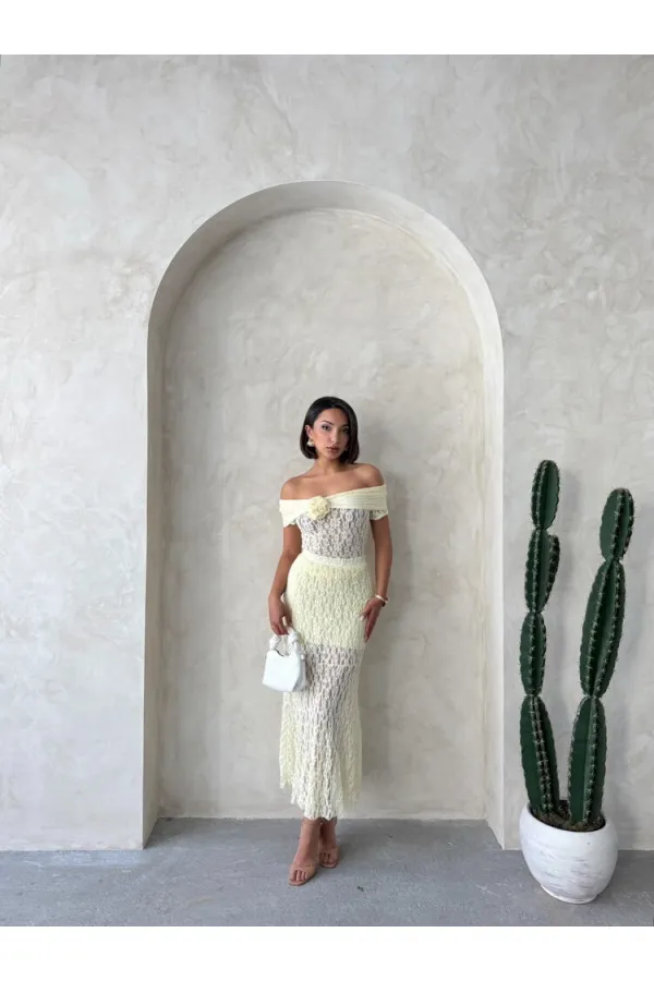 Dantel Etek - Sarı | Topshow | F1887