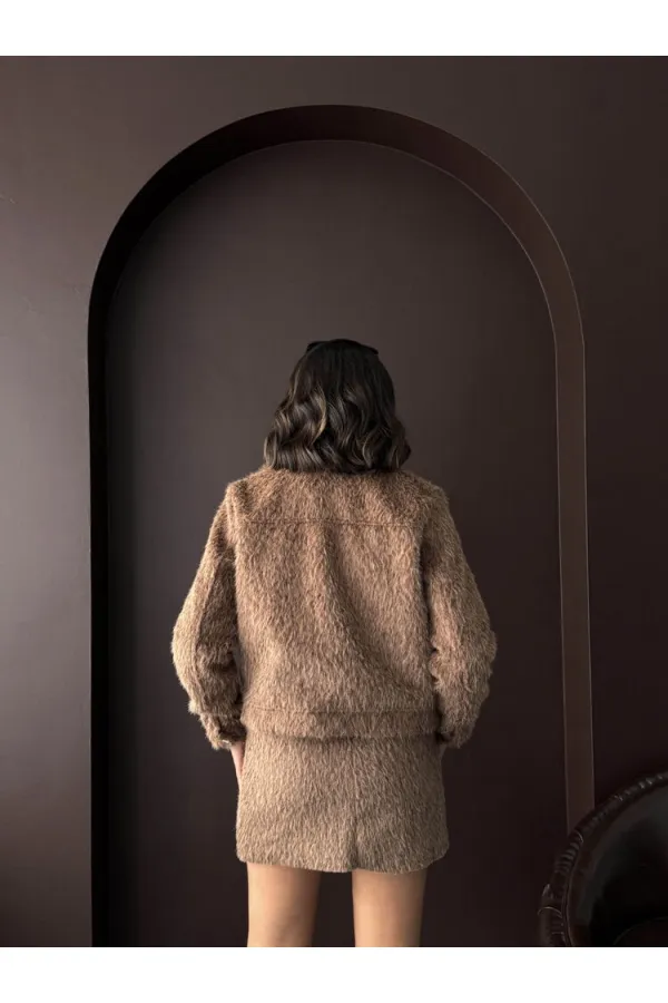 Topshow - Veste femme aspect fourrure (vente en gros) - Marron clair