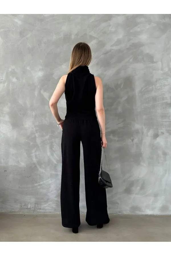 Pantalons en maille en gros - Noir | TOPSHOW | f1486