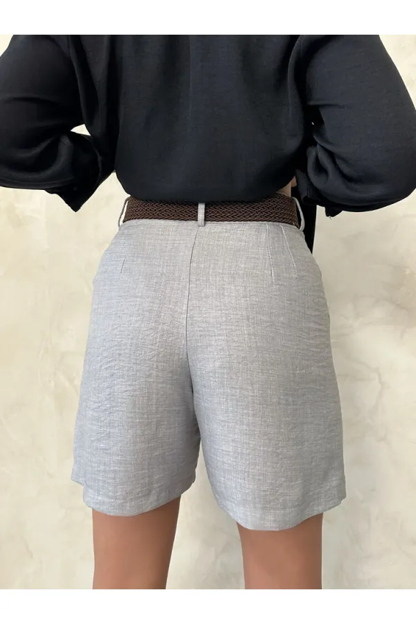 TOPSHOW Gri Kemerli Toptan Şort