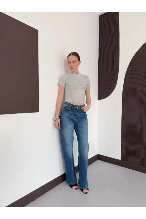 D 3007 GÜPÜR T SHIRT - MAVİ