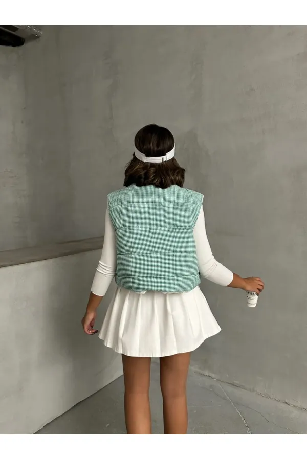 Doudoune sans manches en fibre à motif Pitikare - Émeraude | TOPSHOW | F1741