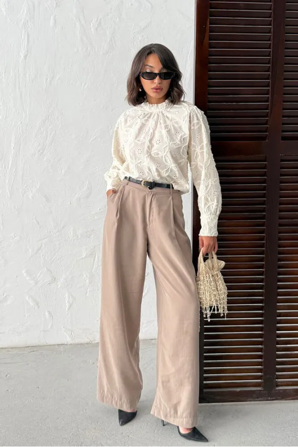 Topshow - Chemisier brodé à manches longues pour femme (vente en gros) - Élégant et moderne - Pierre