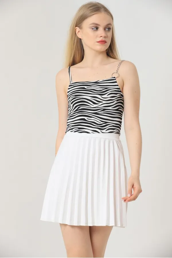 Blouse Topshow à détail zèbre et chaîne, vente en gros