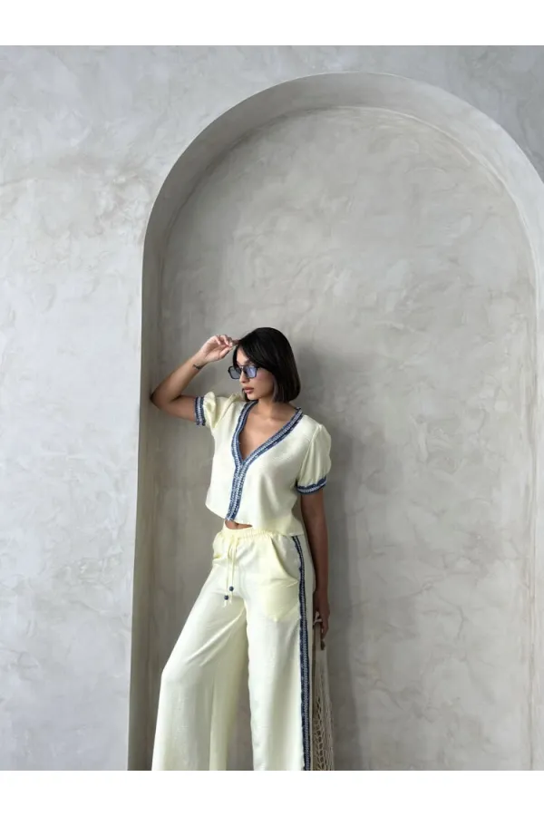 Kot Detaylı Ceket   Sarı | Topshow