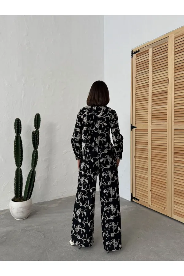 Süzüne Nakışlı Gömlek - Siyah | Topshow | F1926