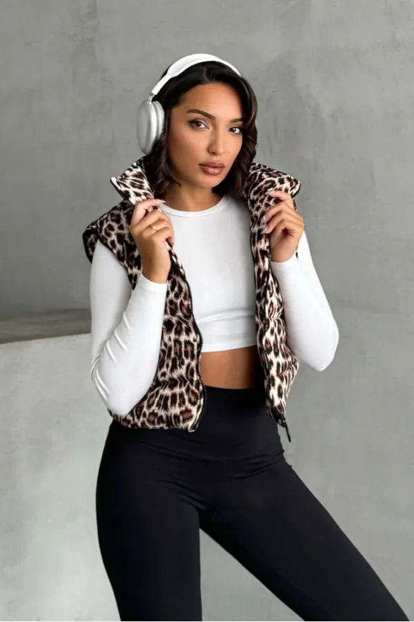 Toptan Yelek - Taş Leopar | TOPSHOW | F1829