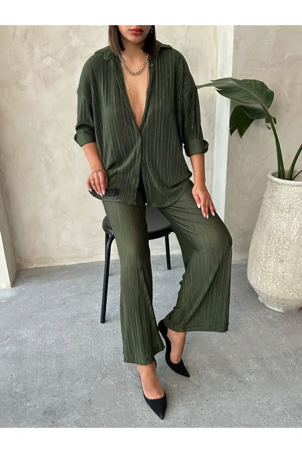 Accordion Wholesale Shirt - Khaki | Topshow | F1426