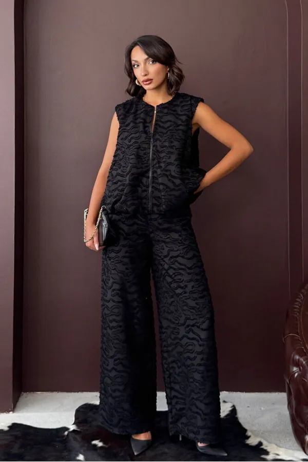 Topshow - Wholesale Jacquard Woven Trousers - Black