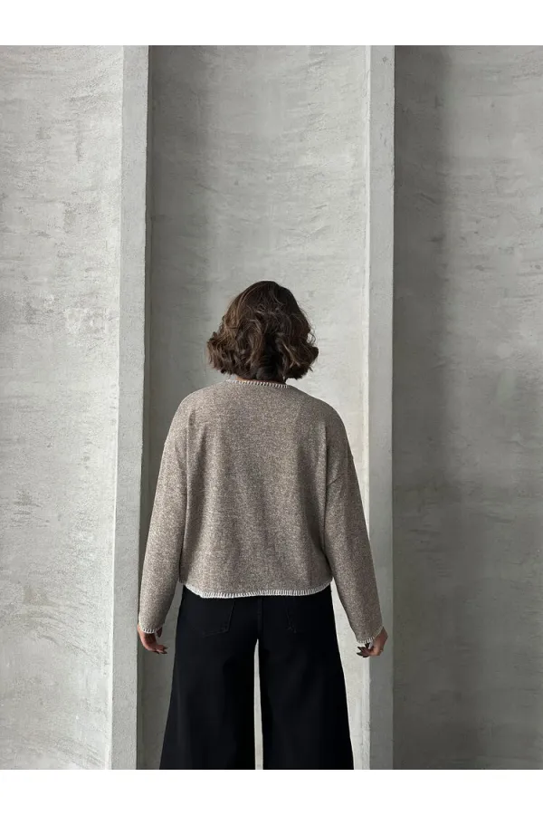 Shepherd's Stitched Knitwear Wholesale Blouse - Beige | TOPSHOW | F1652