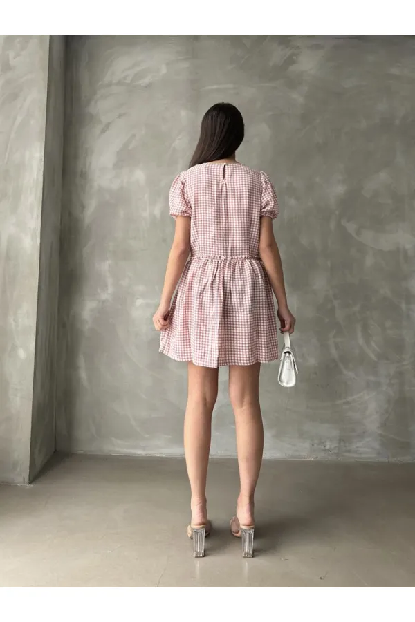 Robe Topshow à col rond poudré en gros