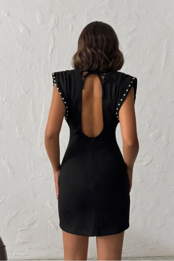 Topshow - Robe en daim scuba en vente en gros - Noire