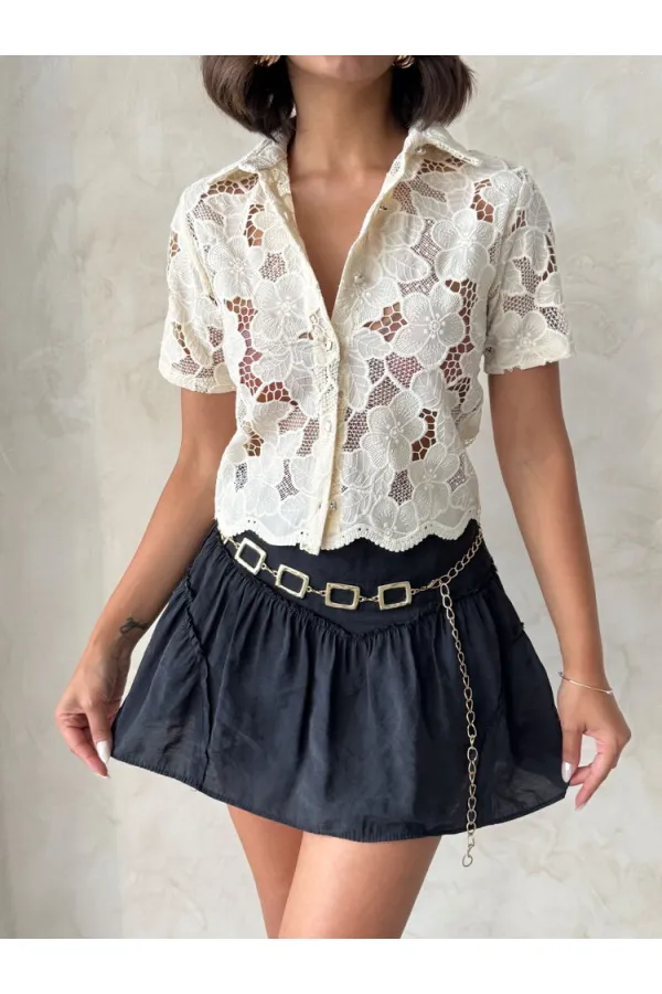 Dantel Gömlek - Açık Taş | Topshow