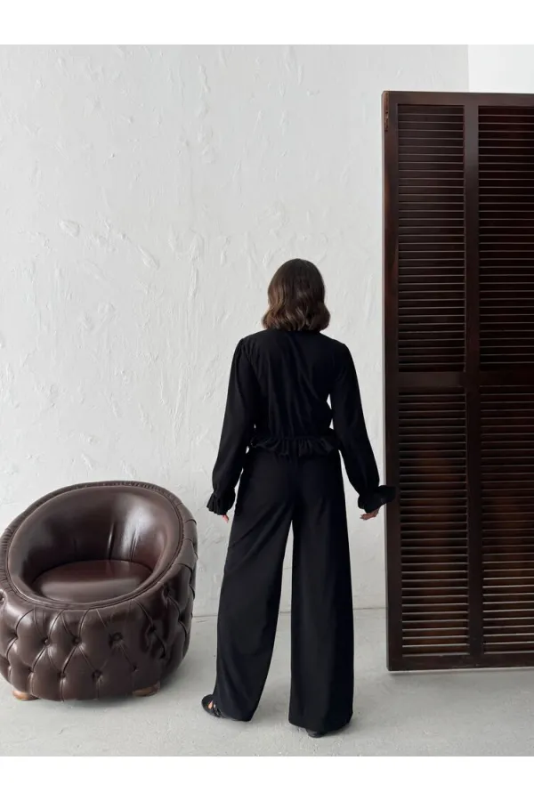 Topshow - Toptan Fitilli Kadife Pantolon - Siyah