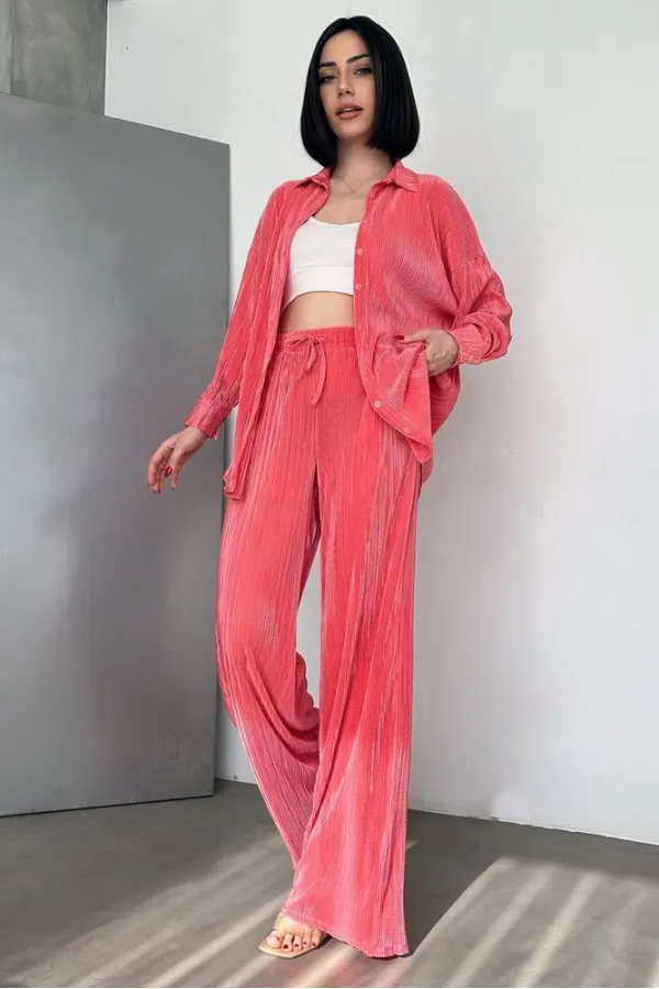 Pantalon plissé fuchsia Topshow en gros