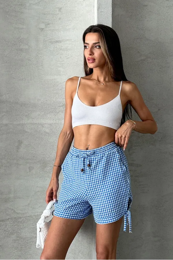 Topshow Mavi Yanları Bagcıklı Pitikare Toptan Şort