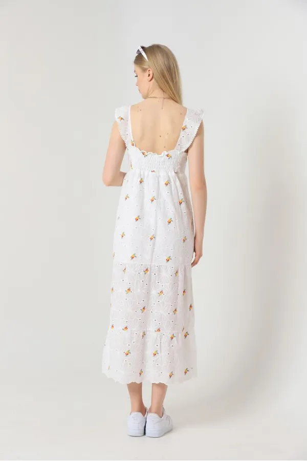 Robe plissée jaune à fleurs Topshow, col en V, en gros