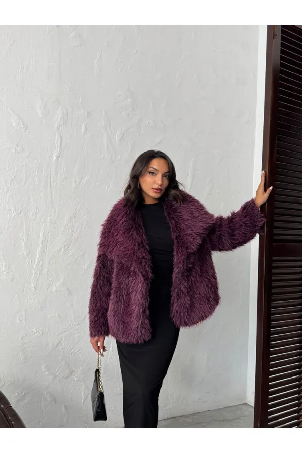 Women's Faux Fur Wholesale Coats – Fluffy, Soft Textured, Stylish Winter Outerwear - BURGUNDY