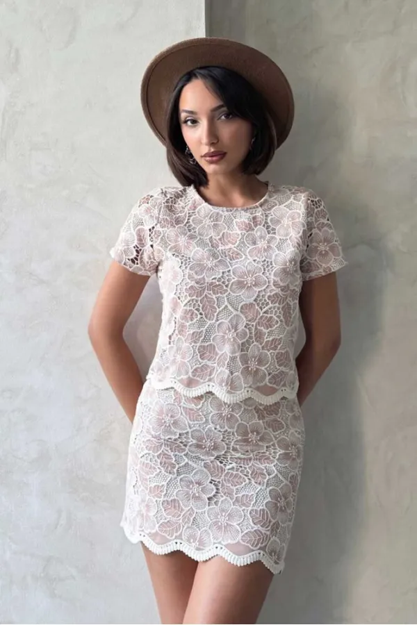 Dantel Bluz - Pudra | Topshow