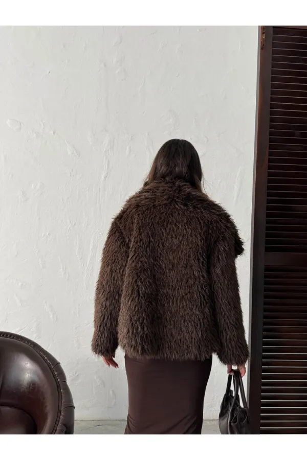 Manteaux en fausse fourrure pour femmes en gros – Vêtements d'extérieur d'hiver moelleux, doux et élégants – MARRON FONCÉ