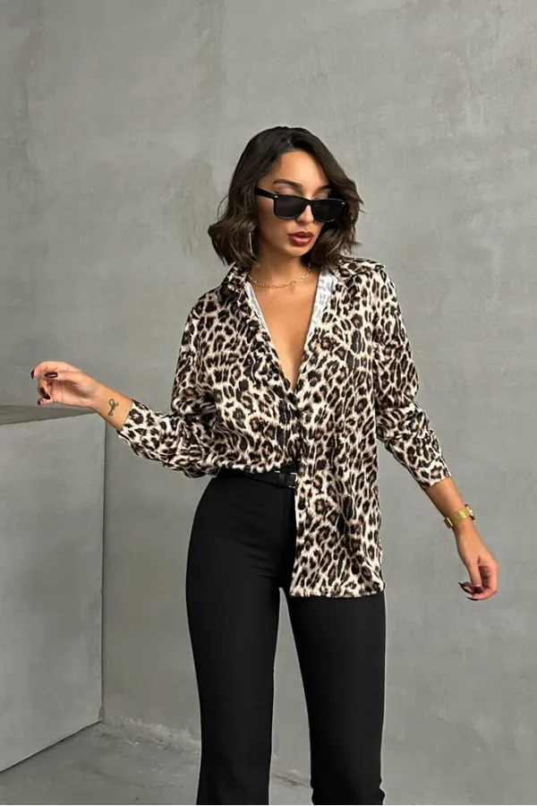 Topshow Leopard Leopard Print Wholesale Shirt | F1781
