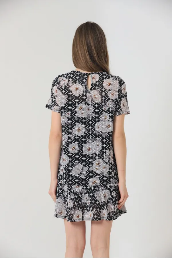 Robe Topshow noire à motif floral en gros