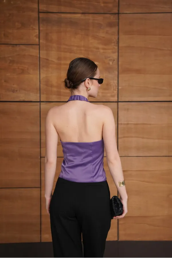 Gilet en satin zippé - Lilas | D2952 - Topshow