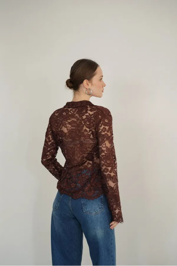 Brode Danteli Toptan Gömlek - Kahve | F2081 - Topshow