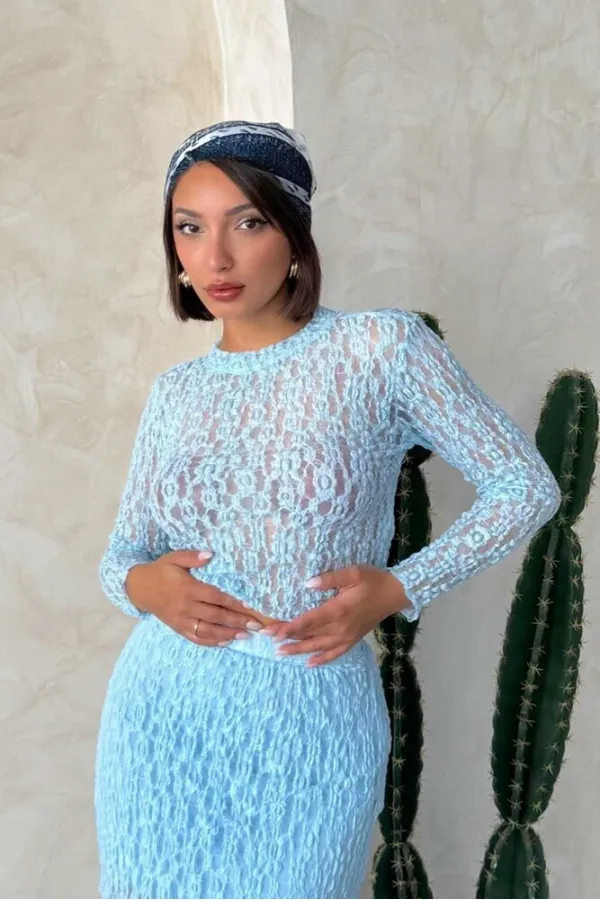 Dante Evening Blouse - Blue | Topshow | F1886