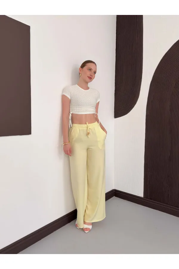 Pantolon - Sarı | D2381 Topshow