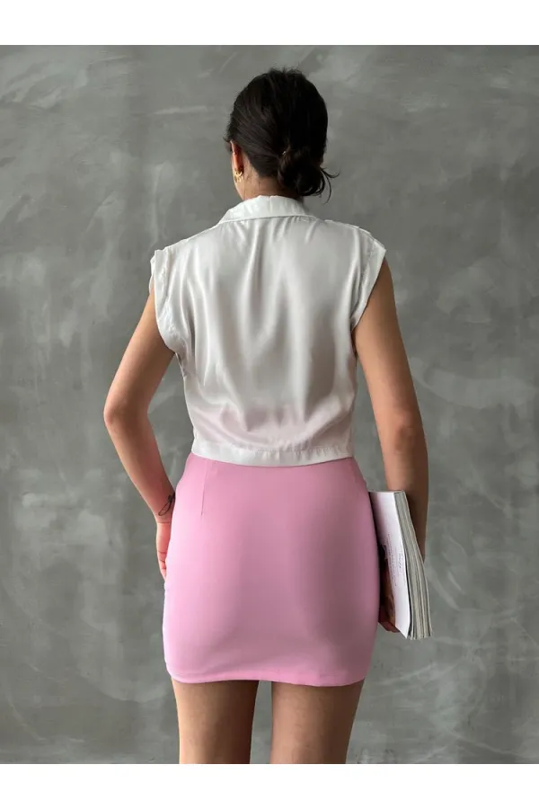 Jupe au-dessus du genou avec chaîne de taille - Rose bonbon (vente en gros) | TOPSHOW