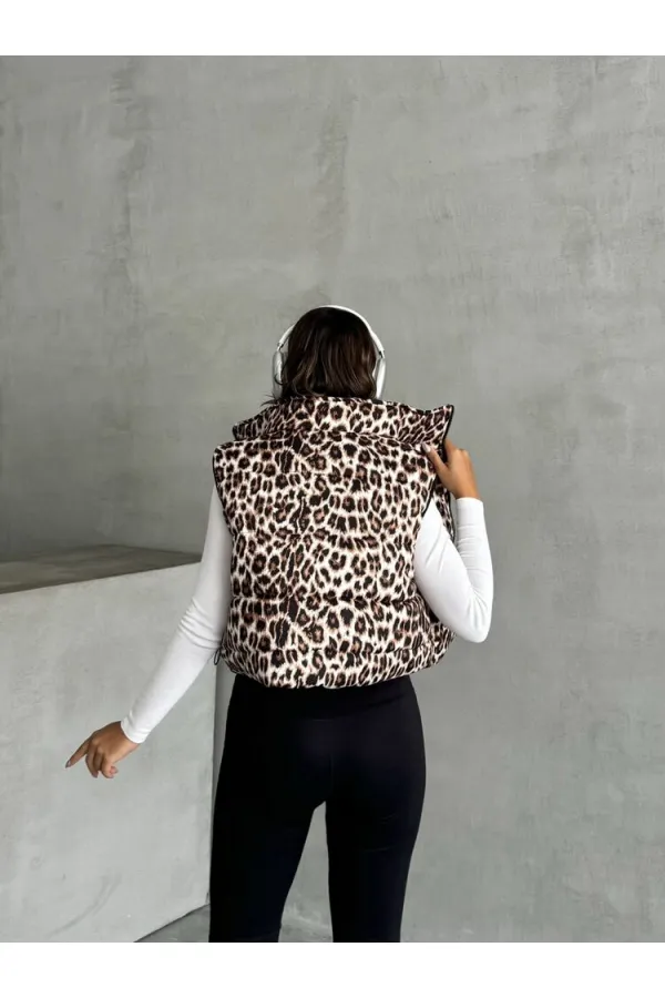 Toptan Yelek - Taş Leopar | TOPSHOW | F1829