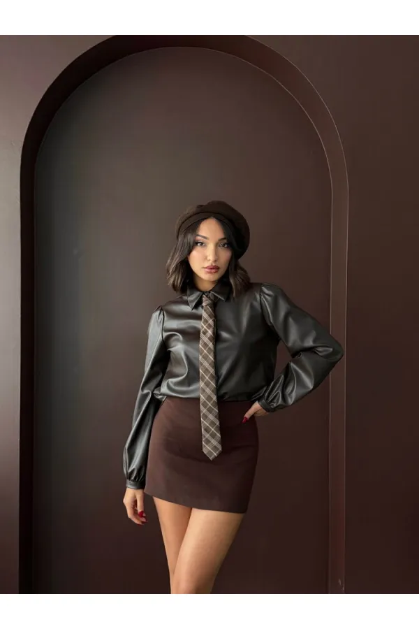 Chemises en similicuir Topshow en gros - Prune | F2044