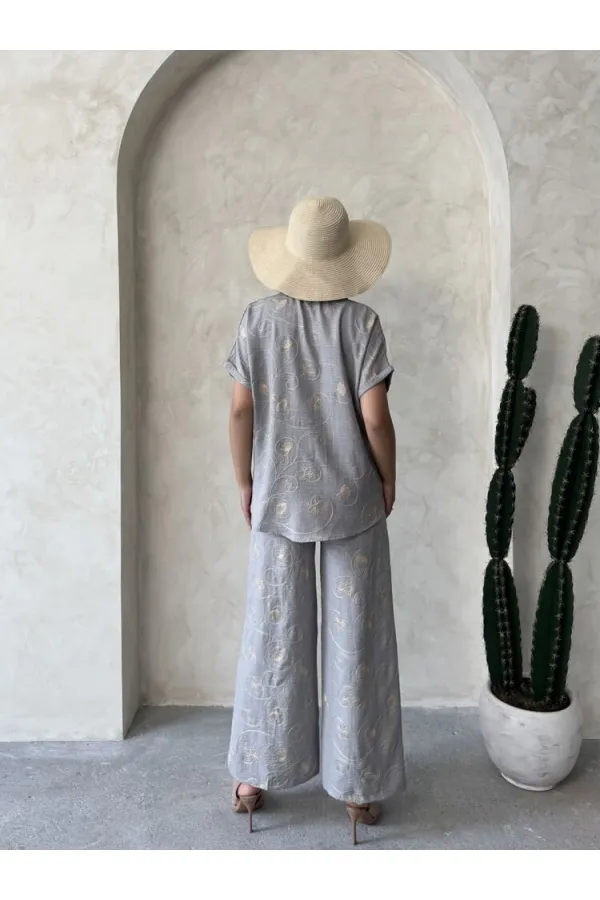 Embroidered Wholesale Trousers - Gray Dsn2 | Topshow | F1900