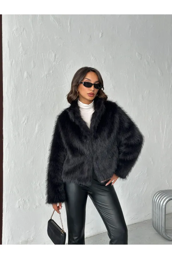 Manteau en fourrure noire Topshow en gros