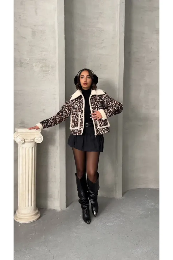 Manteau en peluche en gros - Léopard D2 | TOPSHOW | F1814