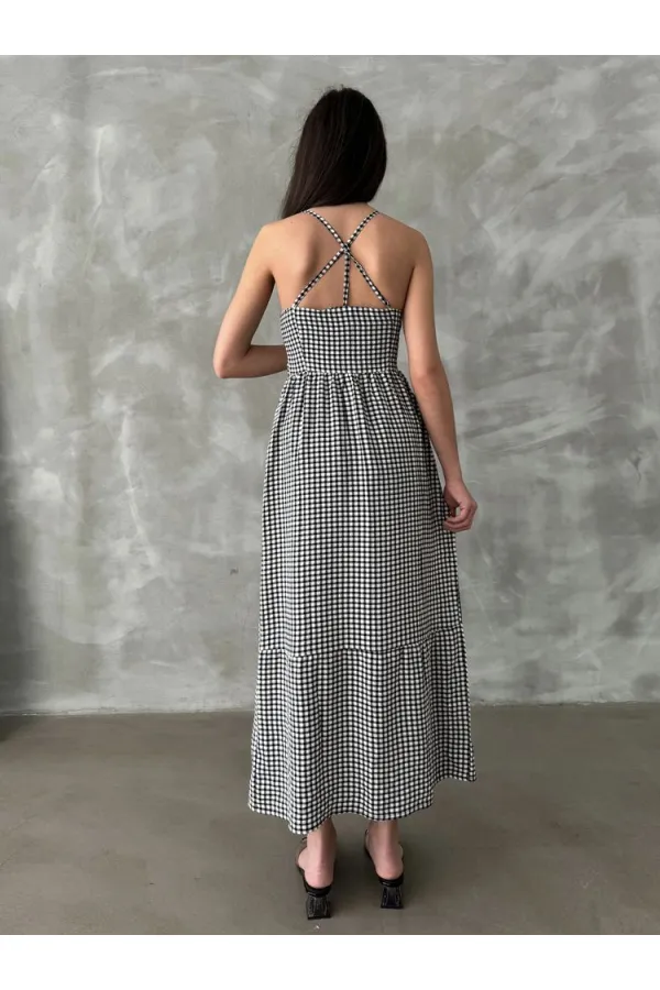 Topshow Black Strap Ankle Length Wholesale Dress