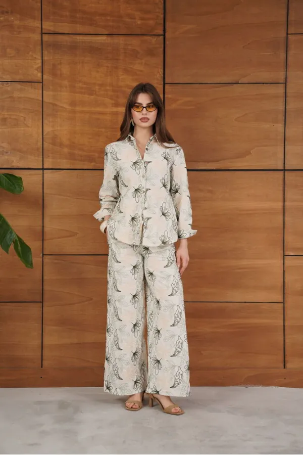 Topshow Embroidered Linen Wholesale Shirts - Stone | F2009