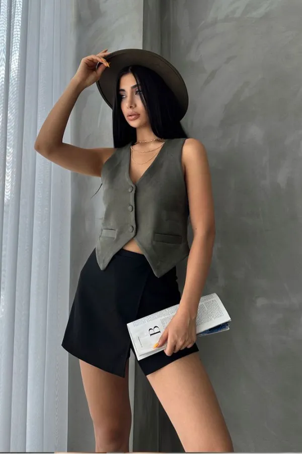 Suet Toptan Yelek - Haki | TOPSHOW | f1528