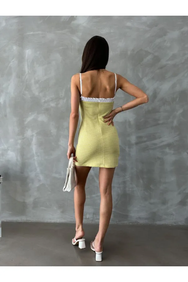 Topshow Pistachio Green Pitikare Strap Wholesale Dress