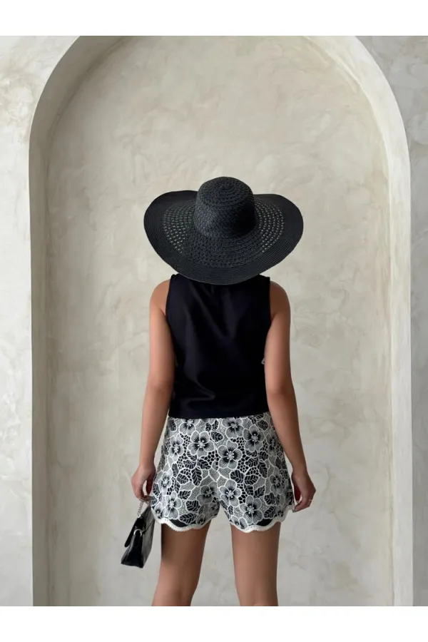 Dantel Şort - Siyah | Topshow