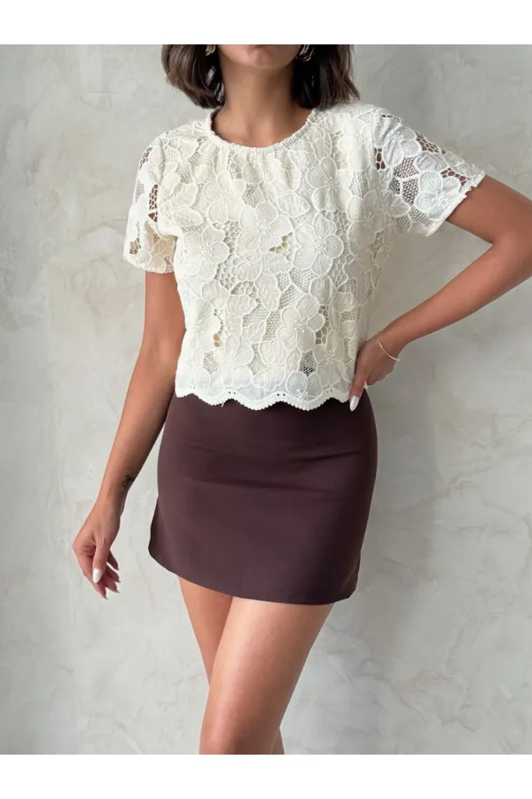 Dantel Bluz - Açık Taş | Topshow