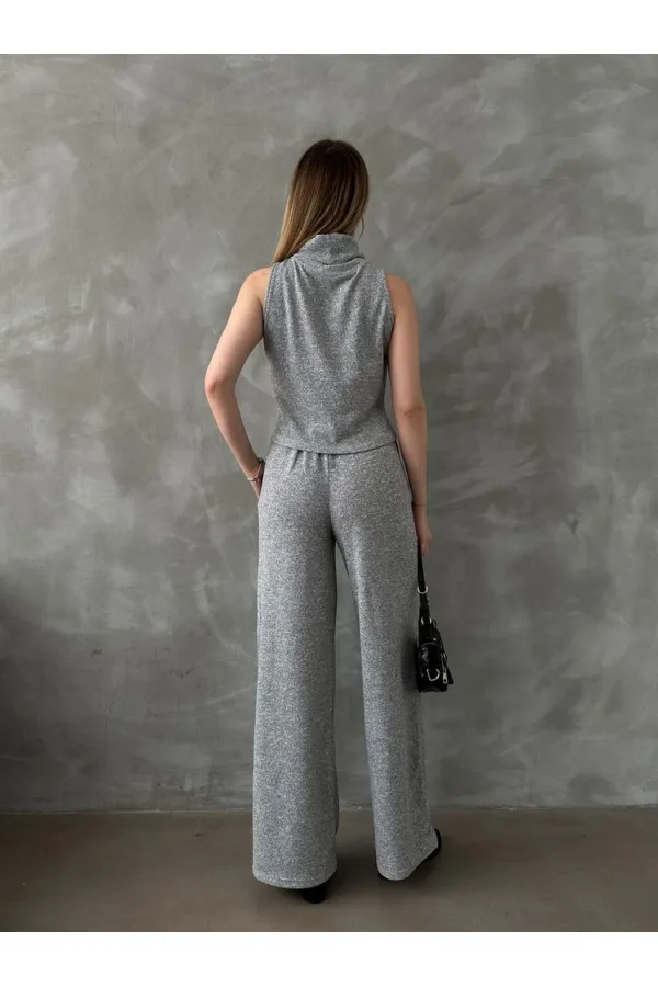 Pantalons en maille gris en gros | TOPSHOW | F1486