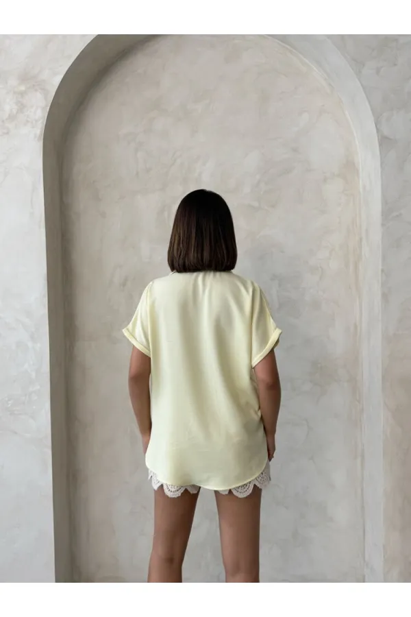 Floral Detail Wholesale Shirts - Yellow | Topshow Floral Detail Wholesale Shirts - Yellow | Topshow