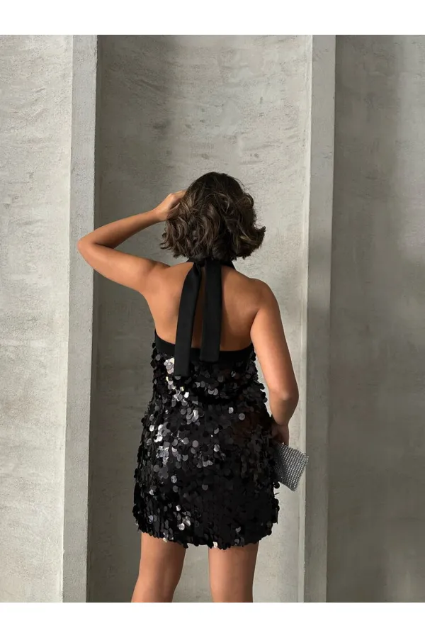 Pullu Abiye Toptan Elbise - Siyah | TOPSHOW | F1865