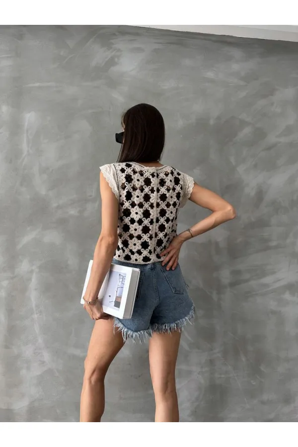 Topshow Taş Siyah Düğmeli Toptan Yelek