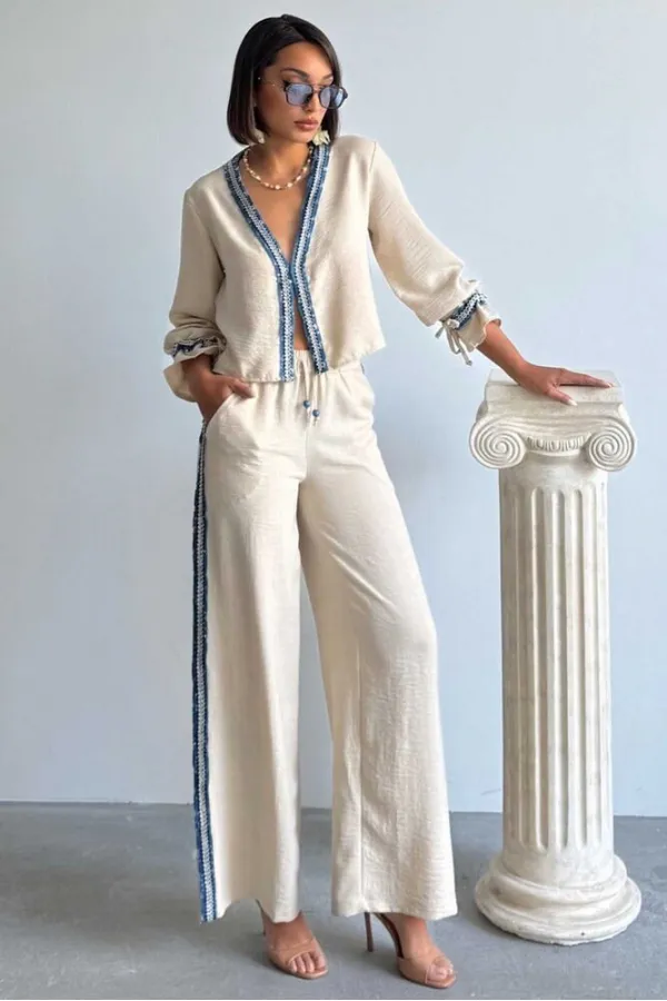 Pantalon en denim rayé - Pierre | Topshow | F1890