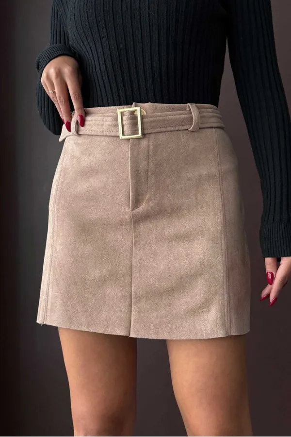 Topshow Kemerli Toptan Etek - Vizon | F1801